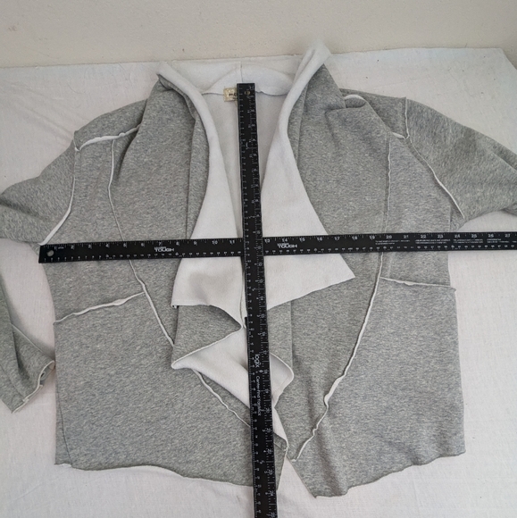 ONE WORLD Open Jacket Cardigan Faux Fleece Look Light Grey Off White XL - Picture 6 of 10